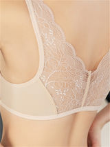 Liber women's solid color, lace 3/4 cup non-wired push-up bra