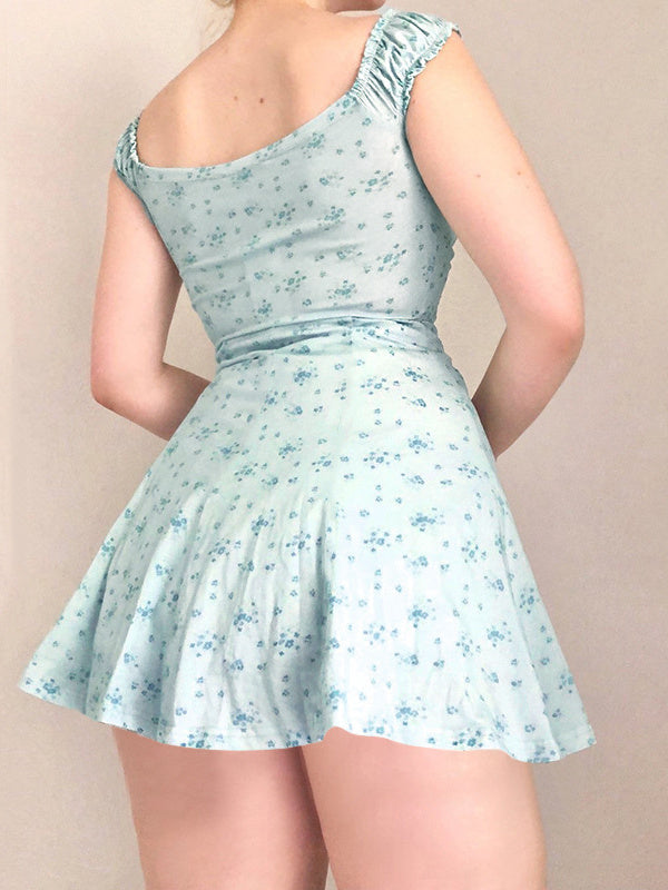 Liber Summer Women's Urban Outdoor Print Square Neck Sleeveless Short Dress