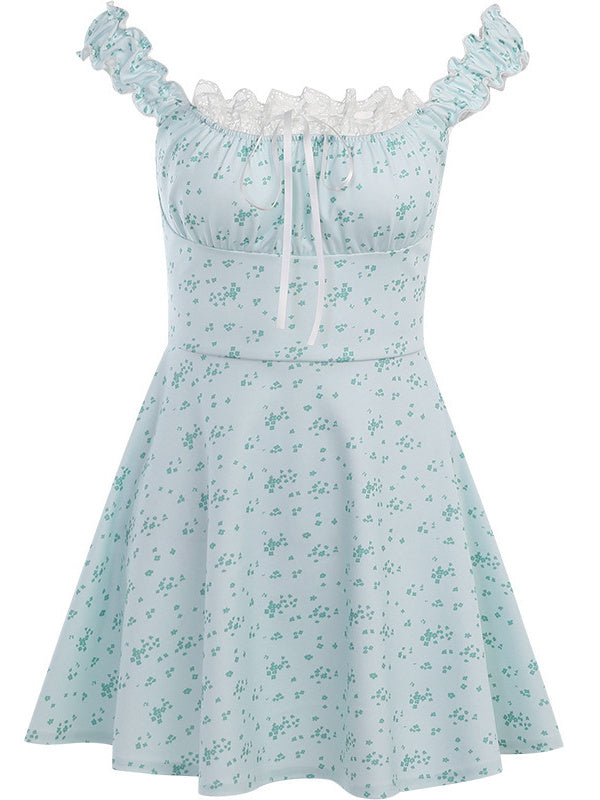 Liber Summer Women's Urban Outdoor Print Square Neck Sleeveless Short Dress