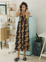 Liber Women's Printed V-Neck Sleeveless Slim Fit Homewear