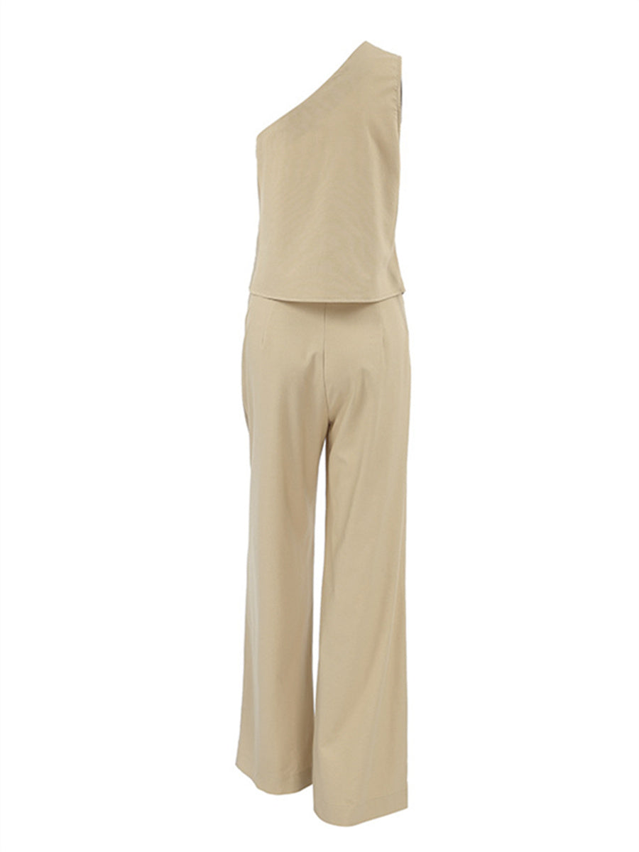 Liber summer women's clothing daily leisure solid color sleeveless slim fit two-piece suit