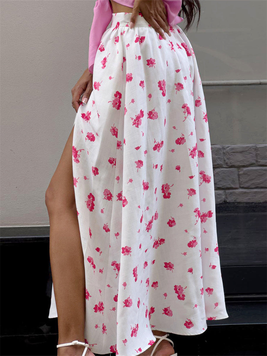 Liber Summer Women's Pastoral Print Loose Skirt