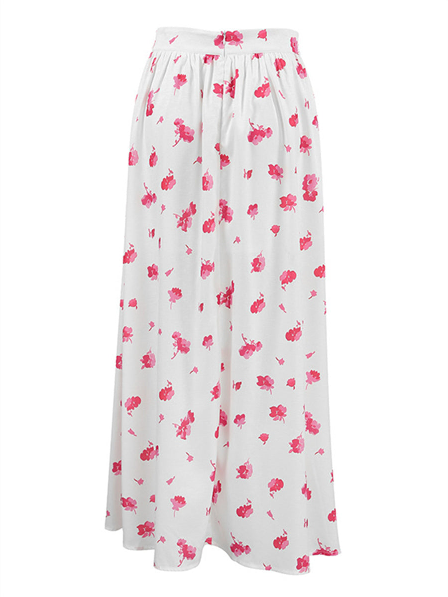 Liber Summer Women's Pastoral Print Loose Skirt