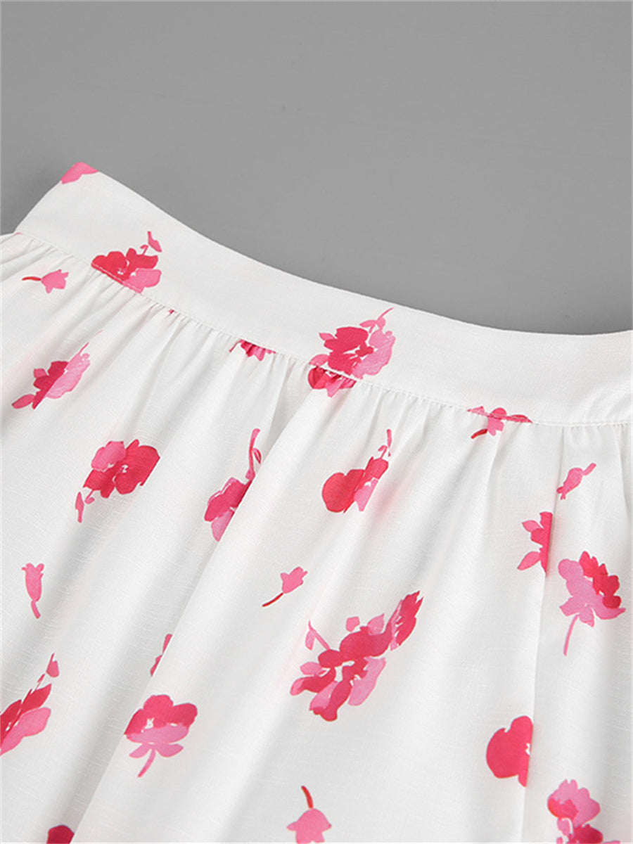 Liber Summer Women's Pastoral Print Loose Skirt