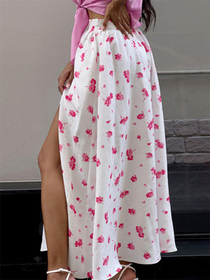 Liber Summer Women's Pastoral Print Loose Skirt