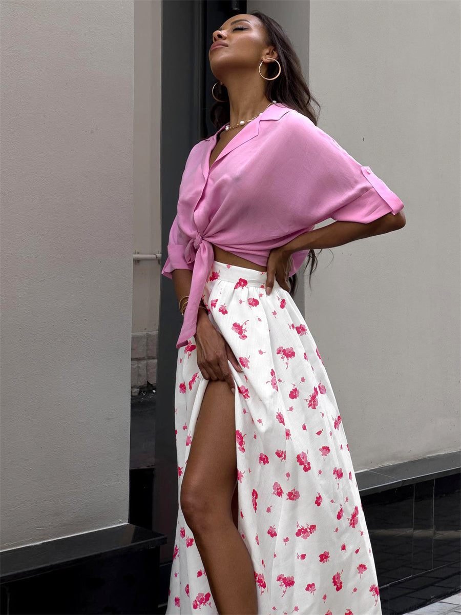 Liber Summer Women's Pastoral Print Loose Skirt