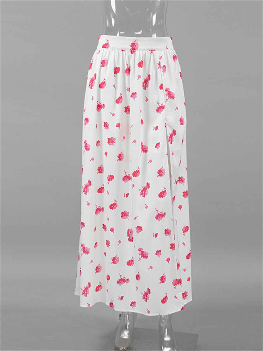Liber Summer Women's Pastoral Print Loose Skirt