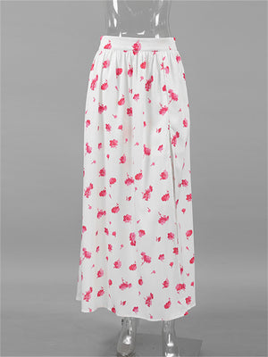 Liber Summer Women's Pastoral Print Loose Skirt