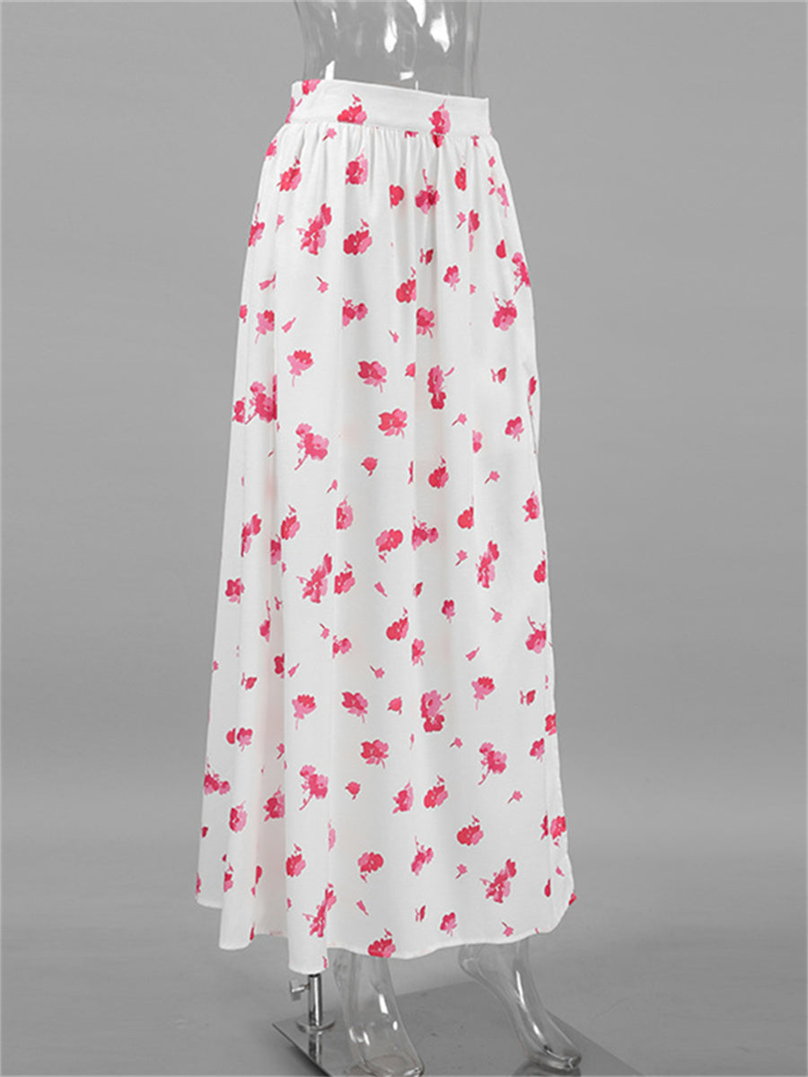 Liber Summer Women's Pastoral Print Loose Skirt