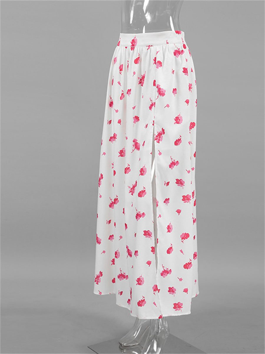 Liber Summer Women's Pastoral Print Loose Skirt