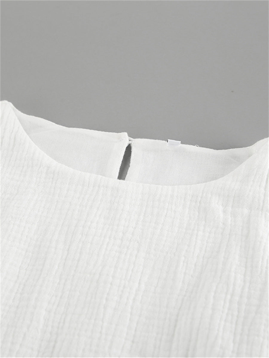Liber summer women's daily casual solid color round neck sleeveless slim dress