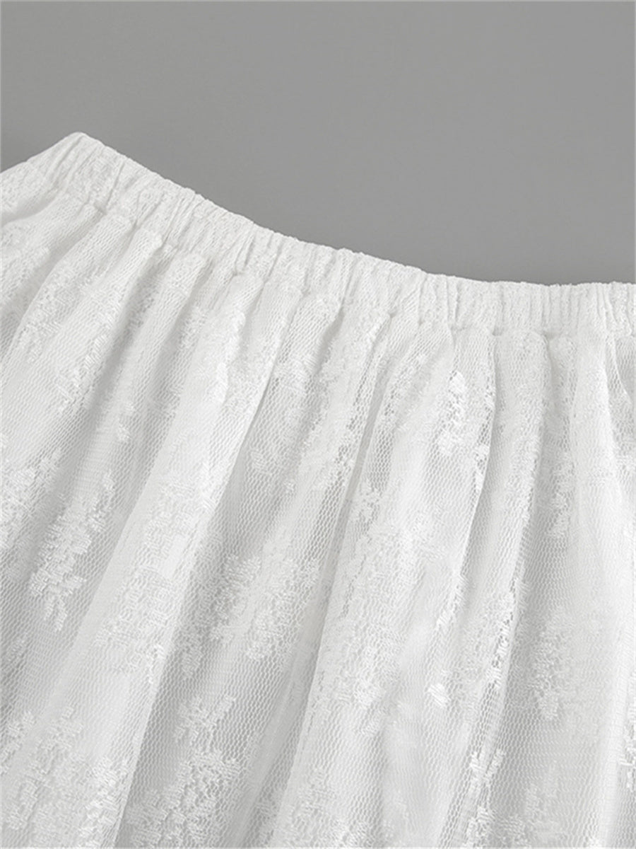 Liber summer women's clothing daily casual solid color, lace loose skirt