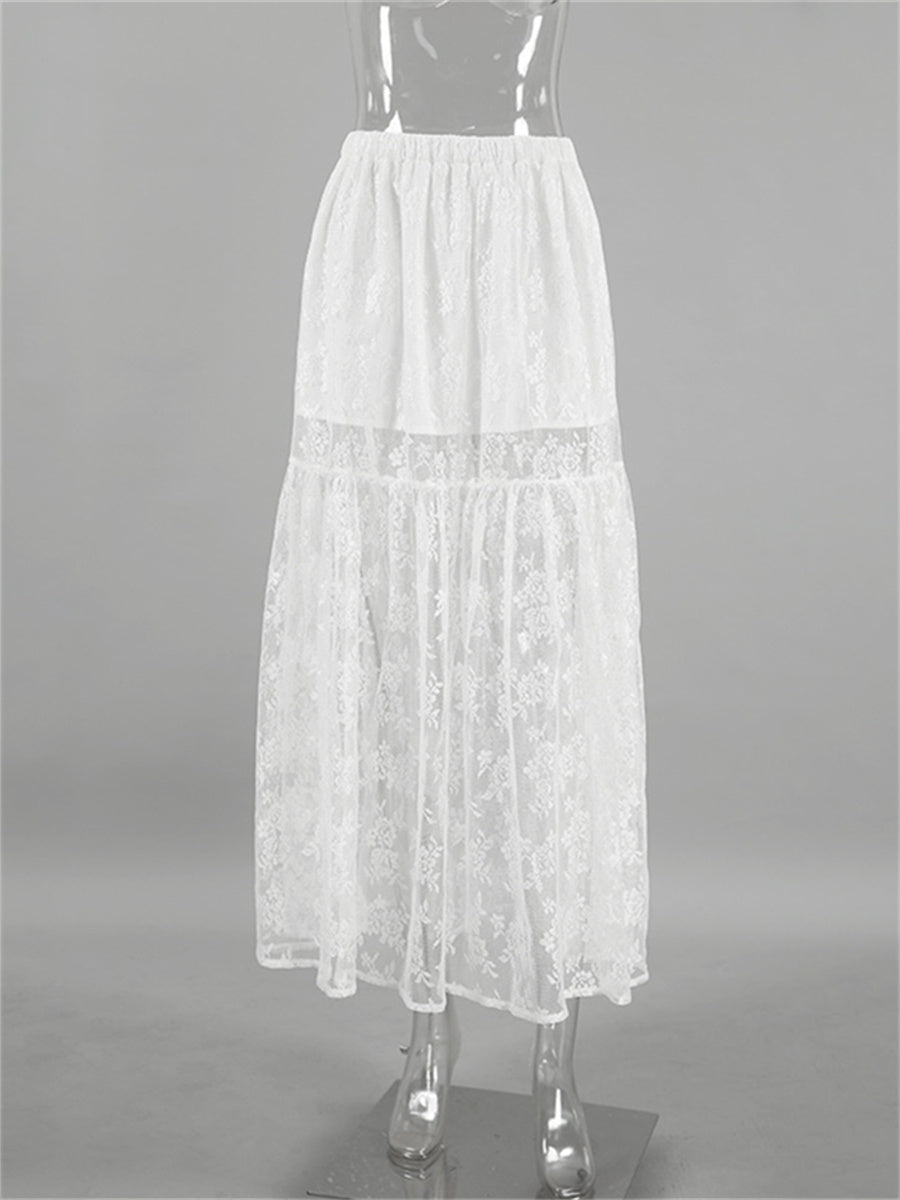 Liber summer women's clothing daily casual solid color, lace loose skirt