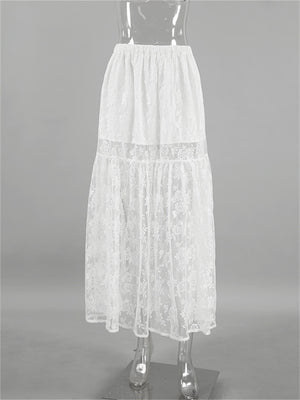 Liber summer women's clothing daily casual solid color, lace loose skirt