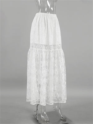 Liber summer women's clothing daily casual solid color, lace loose skirt