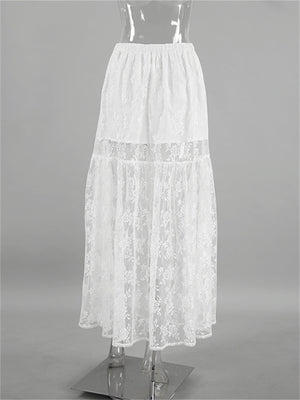 Liber summer women's clothing daily casual solid color, lace loose skirt