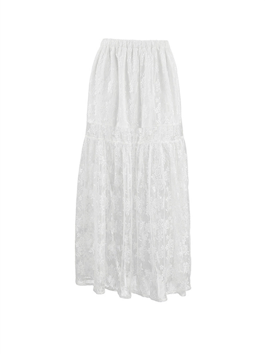 Liber summer women's clothing daily casual solid color, lace loose skirt