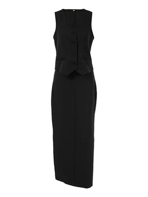 Liber Summer Women's Daily Casual Solid Color V-neck Slim Fit Two-piece Set
