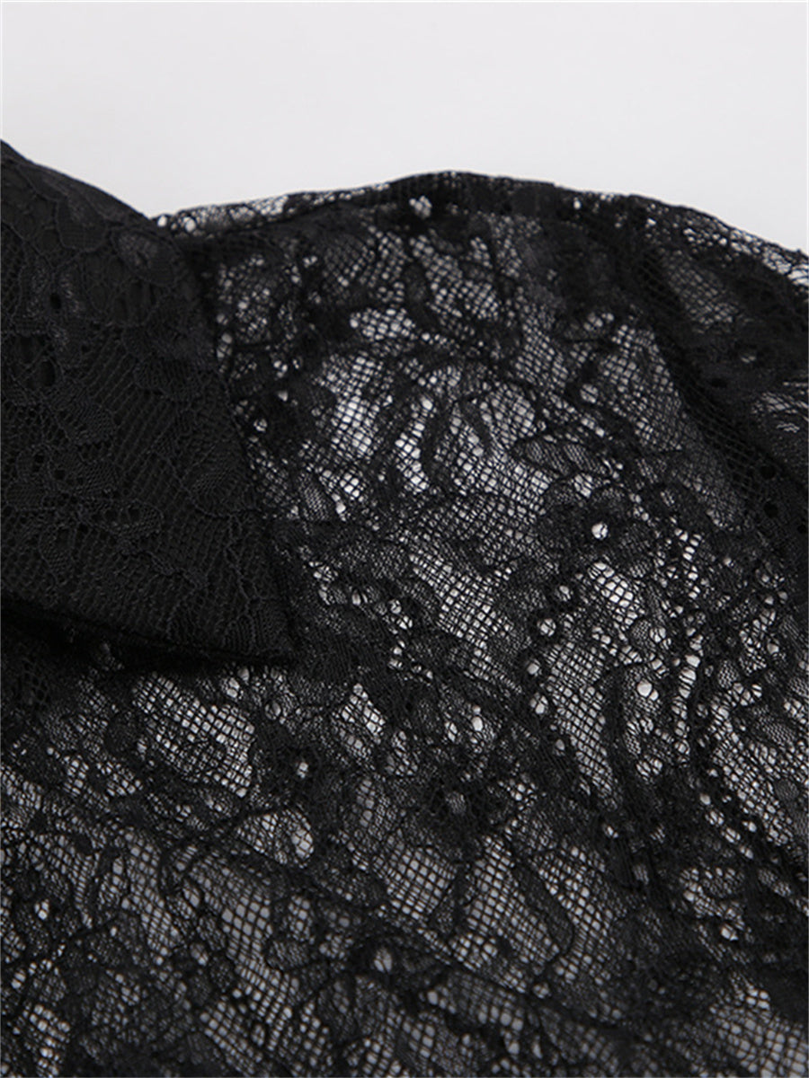 Liber Summer Women's Daily Casual Lace Turn-up Collar Long Sleeve Loose Shirt