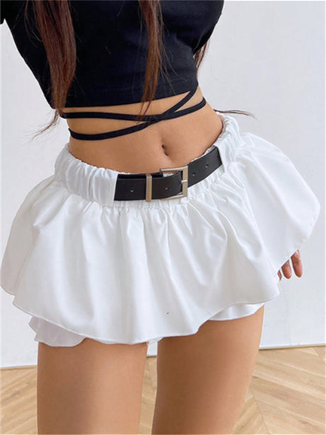 Liber Summer Women's Boudoir Ballet Solid Color, Ruffled Culottes