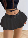 Liber Summer Women's Boudoir Ballet Solid Color, Ruffled Culottes