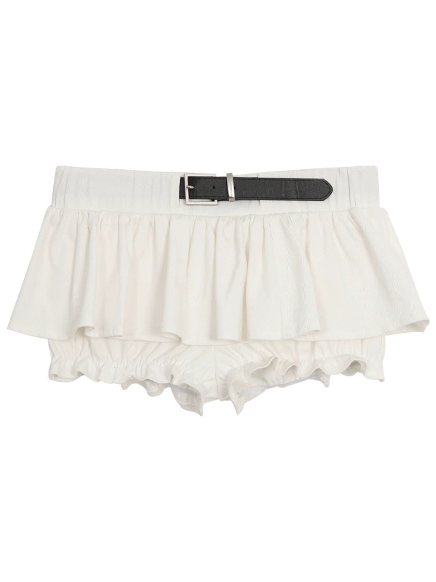 Liber Summer Women's Boudoir Ballet Solid Color, Ruffled Culottes