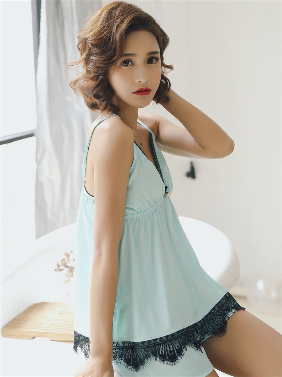 Liber Lace V-neck Sleeveless Slim Fit Homewear