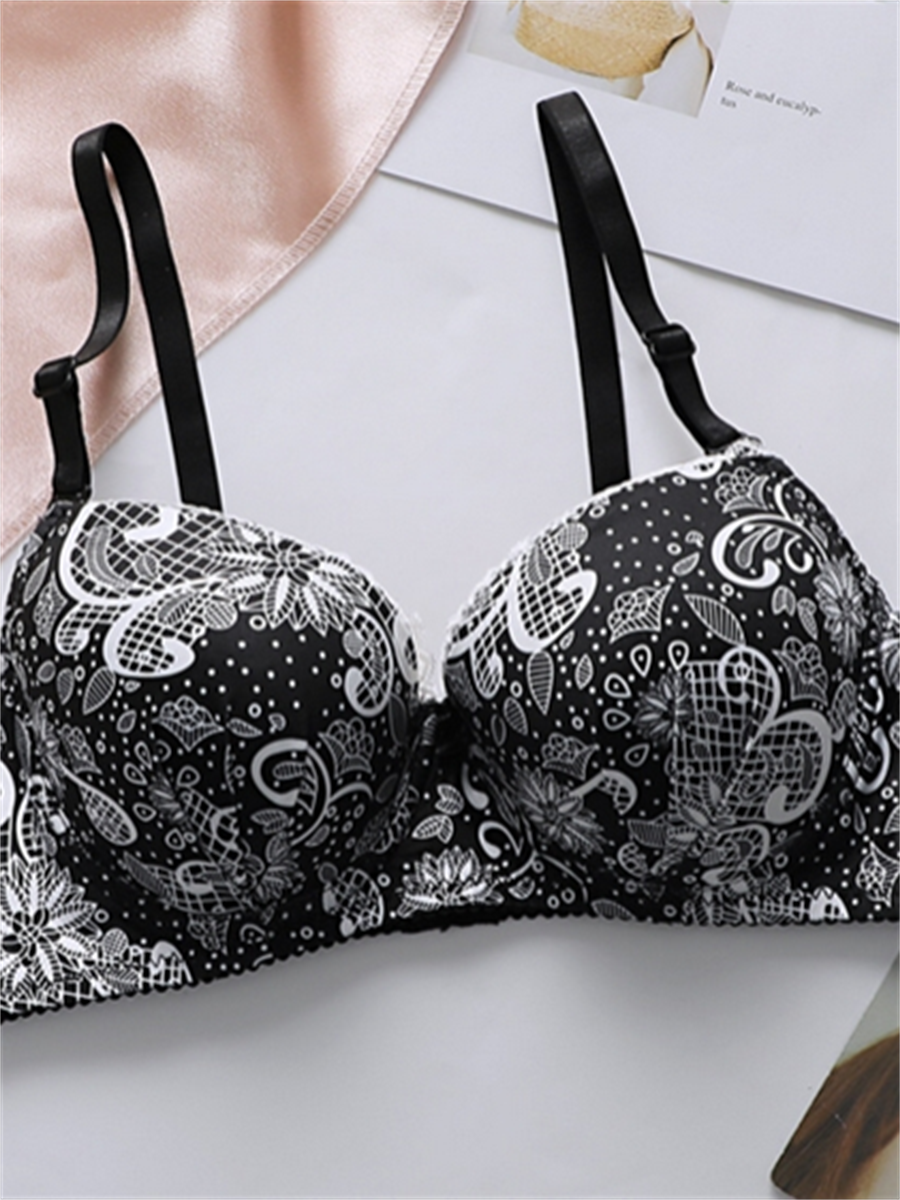 Liber Women's Printed 3/4 Cup Underwire Push Up Bra