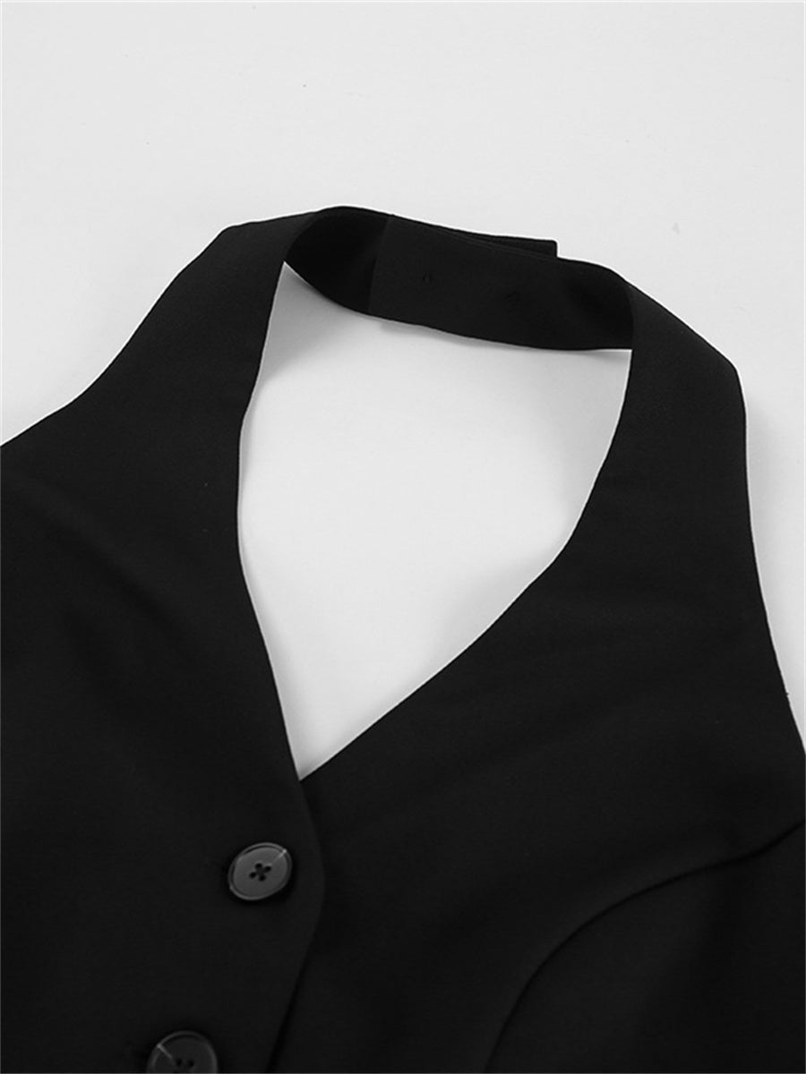 Liber summer women's daily casual solid color V-neck slim fit two-piece suit