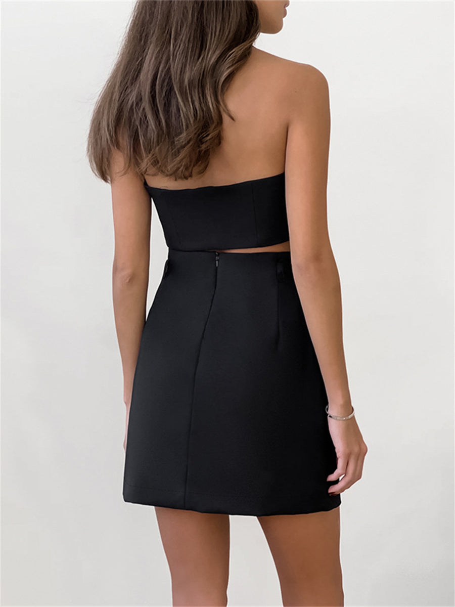 Liber summer women's daily casual solid color V-neck slim fit two-piece suit