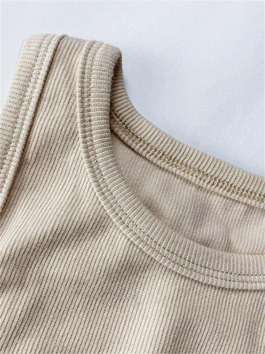 Liber summer women's daily casual solid color round neck sleeveless slim vest