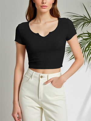 Liber Summer Women's Daily Casual Solid Color Round Neck Slim T-Shirt