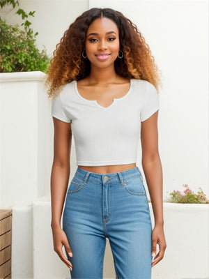 Liber Summer Women's Daily Casual Solid Color Round Neck Slim T-Shirt