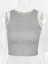 Liber summer women's daily casual solid color round neck sleeveless slim vest