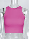 Liber summer women's daily casual solid color round neck sleeveless slim vest