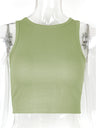 Liber summer women's daily casual solid color round neck sleeveless slim vest
