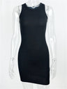 Liber summer women's daily casual solid color round neck sleeveless slim dress