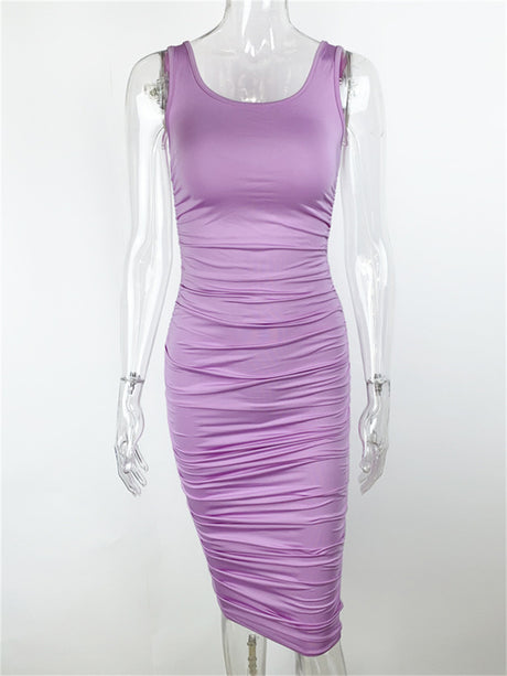 Liber summer women's daily casual solid color square neck slim dress