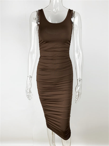 Liber summer women's daily casual solid color square neck slim dress