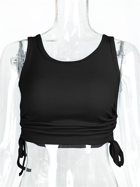 Liber summer women's daily casual solid color round neck slim Tank tops