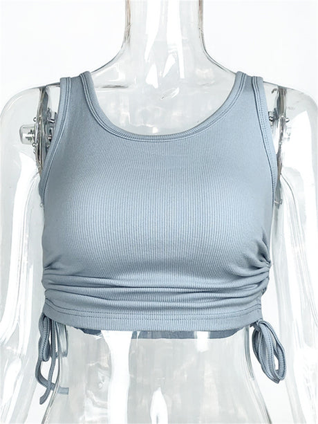 Liber summer women's daily casual solid color round neck slim Tank tops