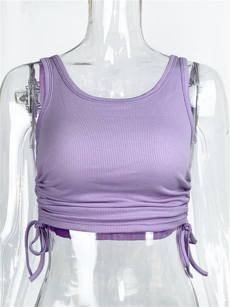 Liber summer women's daily casual solid color round neck slim Tank tops