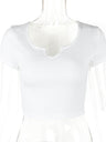 Liber Summer Women's Daily Casual Solid Color Round Neck Slim T-Shirt