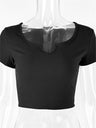 Liber Summer Women's Daily Casual Solid Color Round Neck Slim T-Shirt