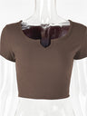Liber Summer Women's Daily Casual Solid Color Round Neck Slim T-Shirt