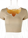 Liber Summer Women's Daily Casual Solid Color Round Neck Slim T-Shirt