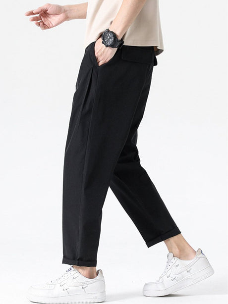 Liber summer men's daily casual solid color loose casual pants