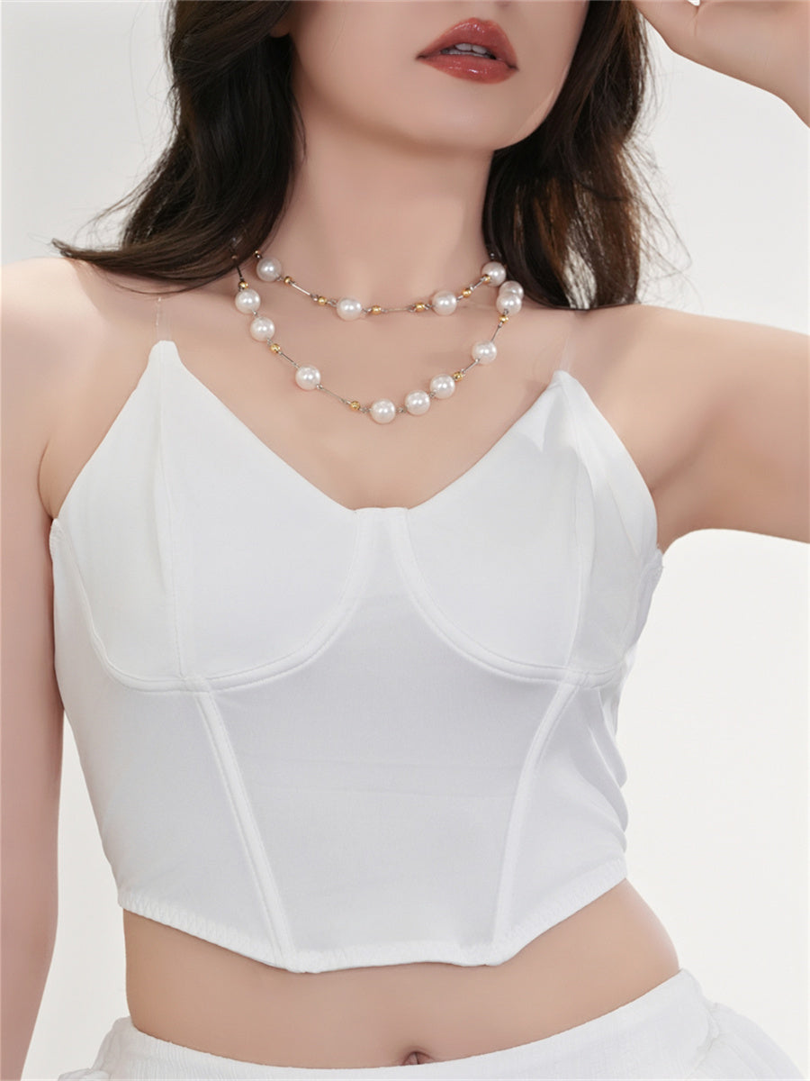 Liber Summer Women's Y2K Hottie Solid Color Sleeveless Slim Fit Camisole