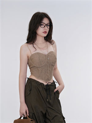 Liber Summer Women's Y2K Hottie Solid Color Sleeveless Slim Fit Camisole