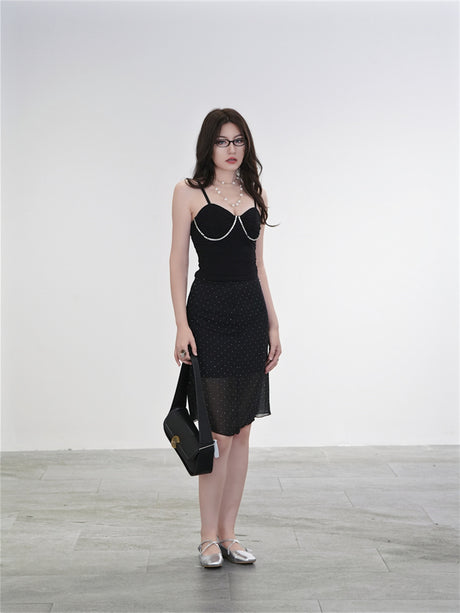 Liber Summer Women's Y2K Hottie Solid Color Sleeveless Slim Fit Camisole